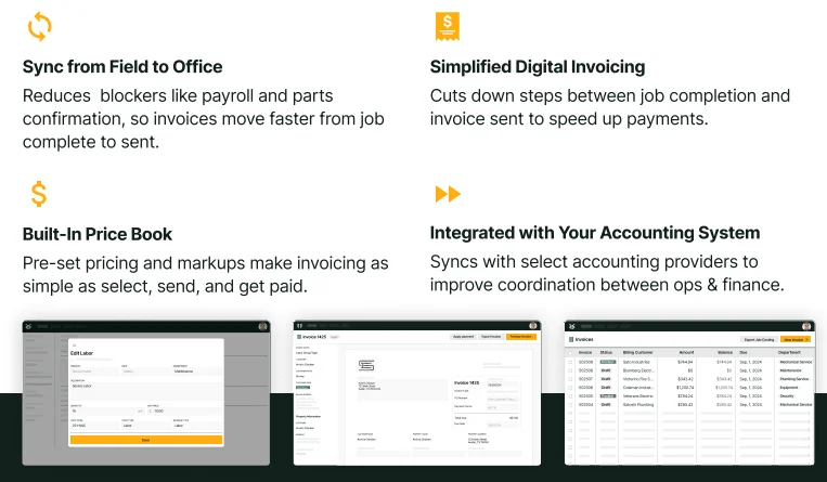 BuildOps invoicing views and their features