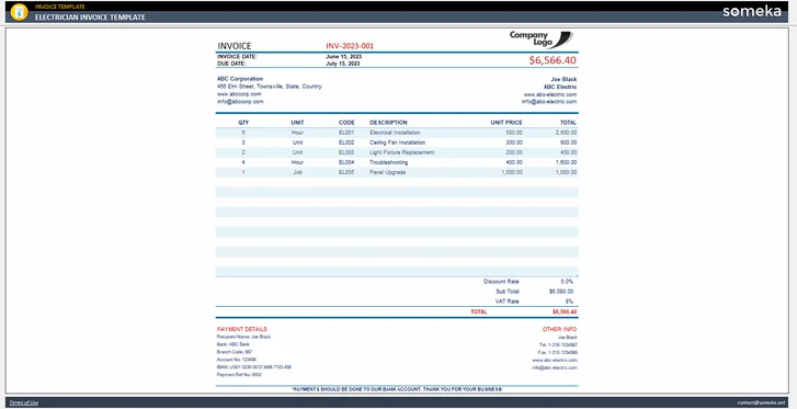 Someka invoice template