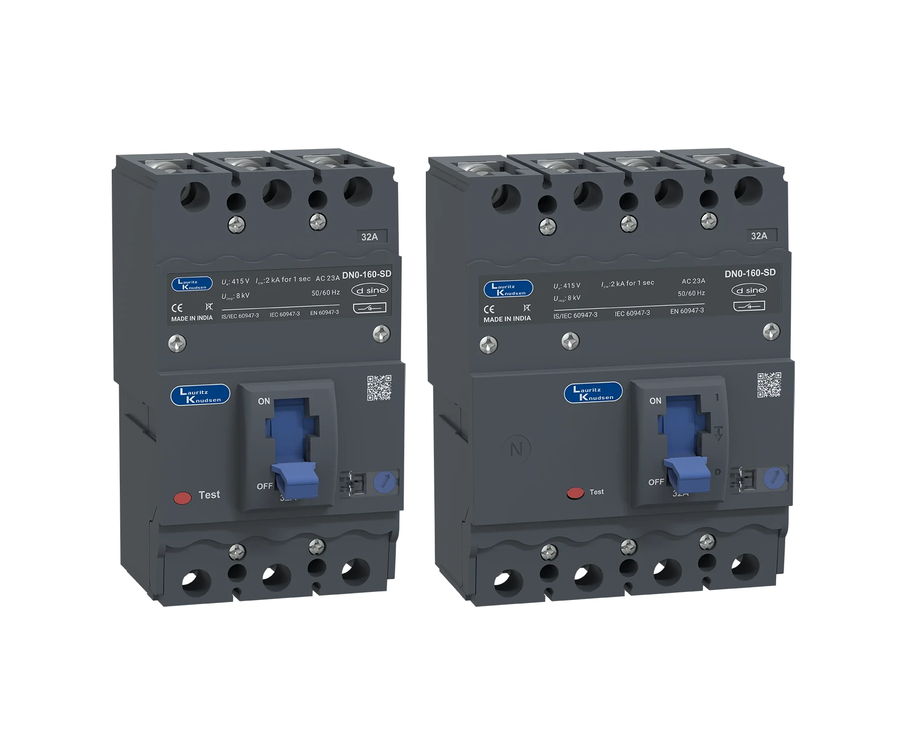 The dsine range stands out with its state-of-the-art design, user-friendly features, and a broad spectrum of protection mechanisms, marking it as a leader in the new generation of MCCBs (Moulded Case Circuit Breakers). Recognised for its ergonomic design, aesthetic appeal, and compactness, it is specifically engineered to perform reliably under extreme tropical conditions, offering consistent functionality in high ambient and humid environments. This makes the dsine MCCBs ideal for demanding settings, always meeting the evolving needs of our customers, a testament to our in-depth analysis and responsiveness to customer feedback.