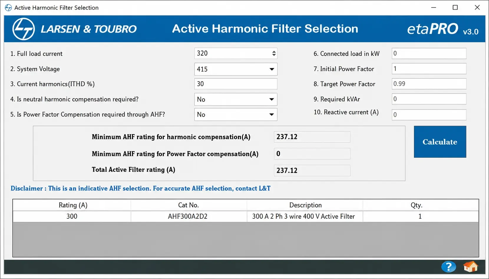 etaPRO v3.0 AHF Selection Tool