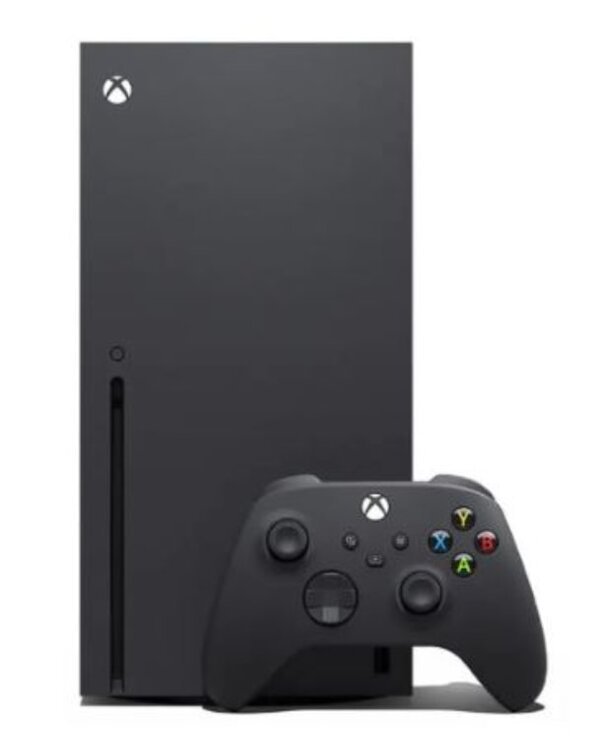 Xbox One console with a black controller displayed on a flat surface, showcasing its sleek design and modern features.