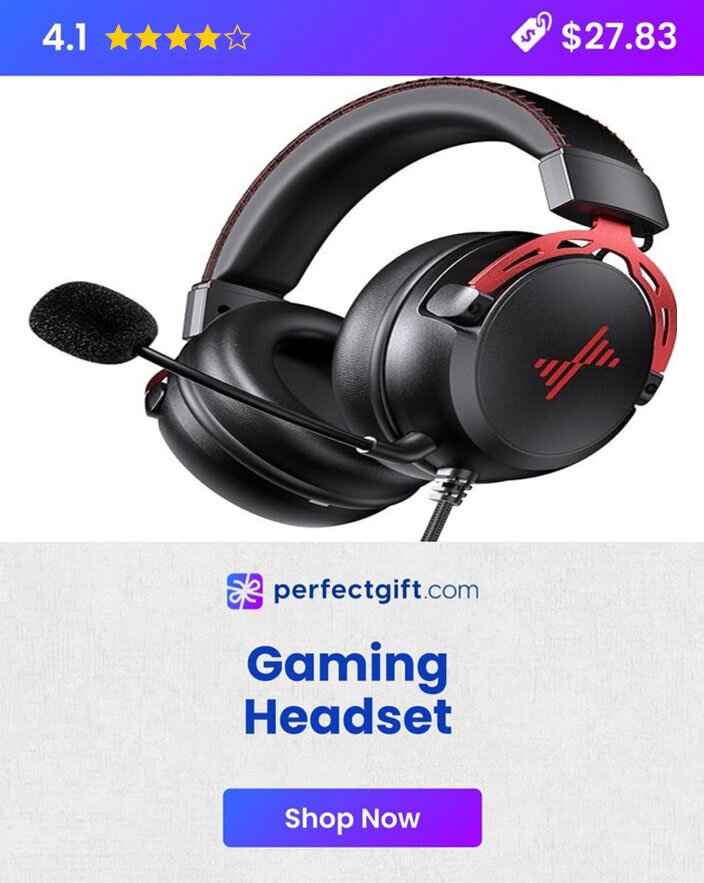 A stylish gaming headset with RGB lighting, ideal for immersive gaming experiences and perfect as a gift for gamers.