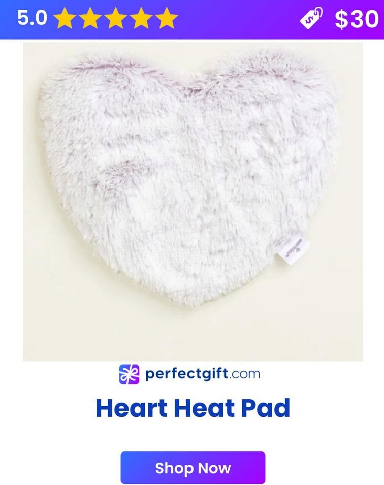 Cozy heart heat pad, ideal as a thoughtful gift for relaxation and soothing warmth.