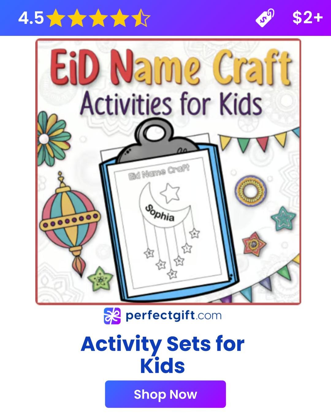 Colorful Eid-themed craft activities for kids, featuring decorations and materials for creative projects.