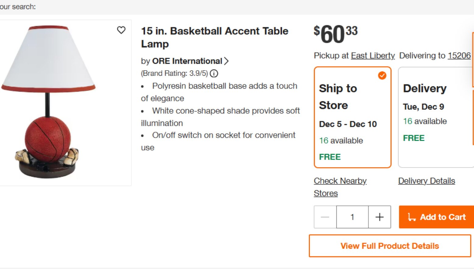 A basketball-themed lamp showcased on a website, featuring a unique design for sports enthusiasts.