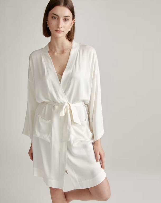 Soft and silky fabric defines this elegant silk robe, perfect for relaxation and style.