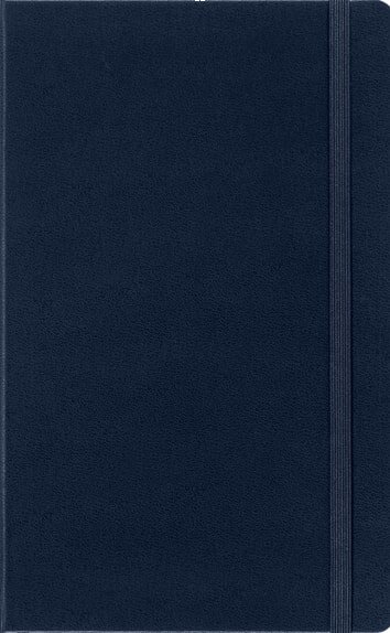 A navy blue notebook with a sleek elastic band closure, perfect for jotting down notes or sketching ideas on the go.