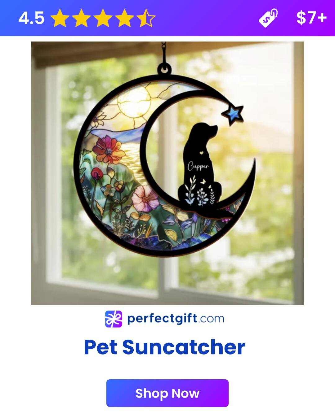Charming pet suncatcher, a delightful gift choice for pet enthusiasts.