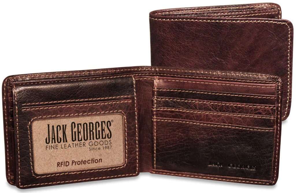A sleek Jack and Jill leather wallet featuring a minimalist design and multiple card slots.