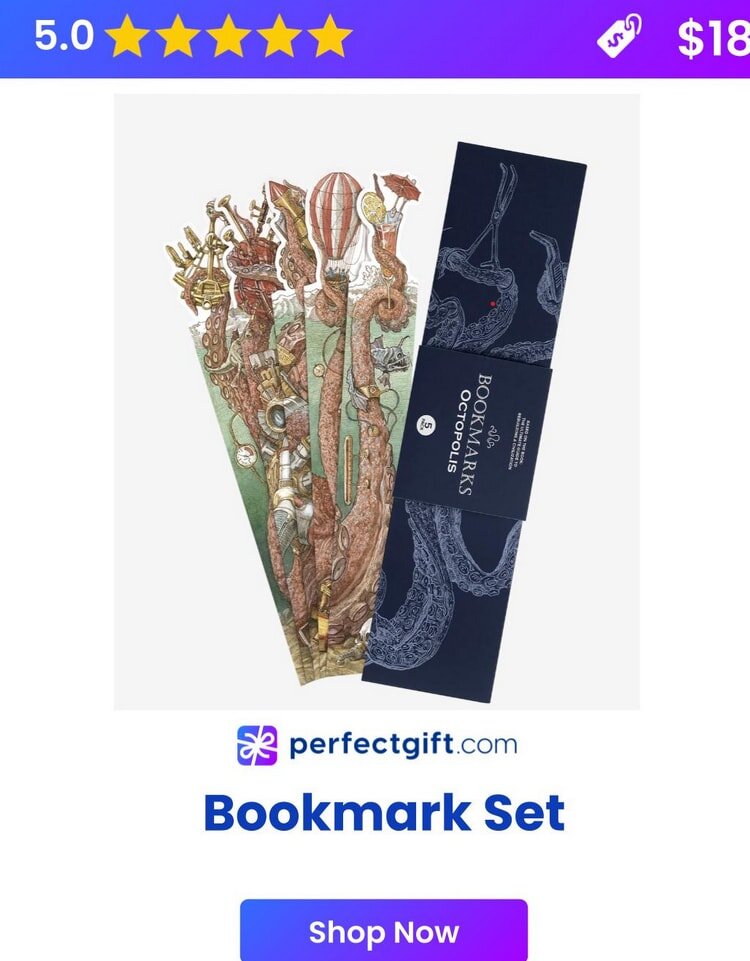 A beautifully wrapped gift box with a book and reading accessories, ideal for any book lover.