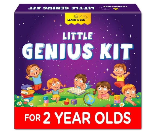 A colorful little genius kit designed for 2-year-olds, featuring educational toys and activities for early learning.