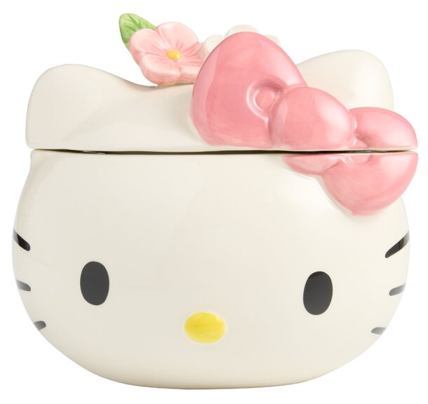 Hello Kitty Ceramic Pink Bow and Flowers Figural Cookie Jar