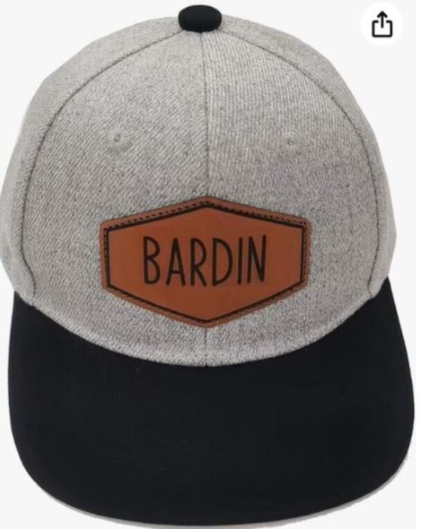 A stylish hat showcasing the name "Bardin" across the front.