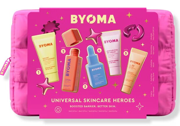 Byoma Universal Skin Care Heroes Set featuring various skincare products for a complete skincare routine.
