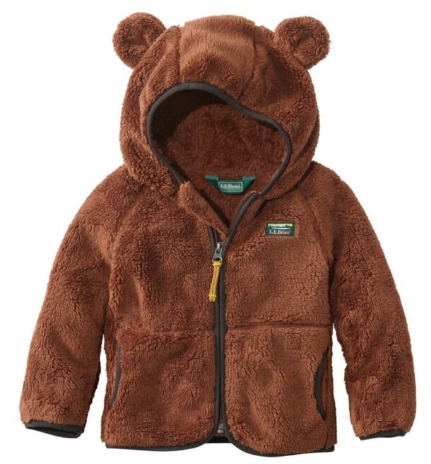 Boys' fleece bear jacket featuring a cozy hood for warmth and comfort.
