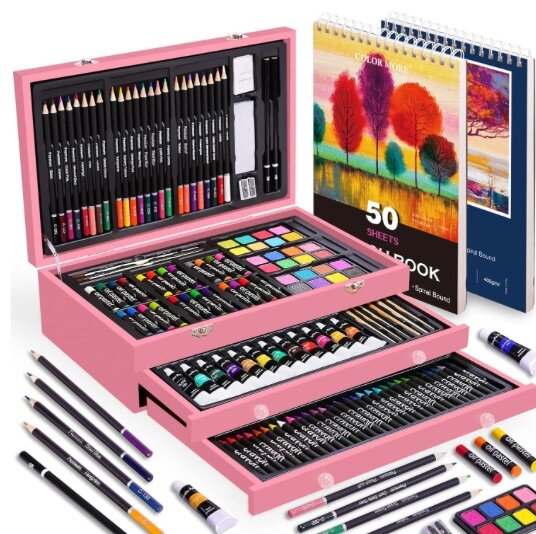 art supplies set with everything she needs to explore several different mediums