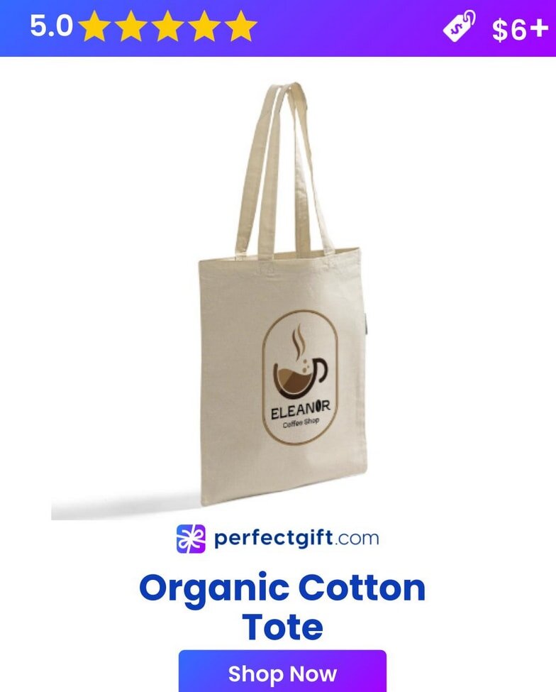 Organic cotton tote bag with sturdy handles, ideal for shopping or daily use, showcasing eco-friendly materials.  