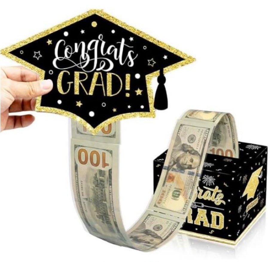 Graduation cap-shaped money box with a slot for coins, symbolizing savings for future education or celebrations.