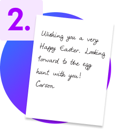 inside of a greeting card that has a message