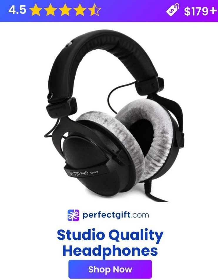 High-quality studio headphones with cushioned ear pads and a sleek design, ideal for professional audio mixing.