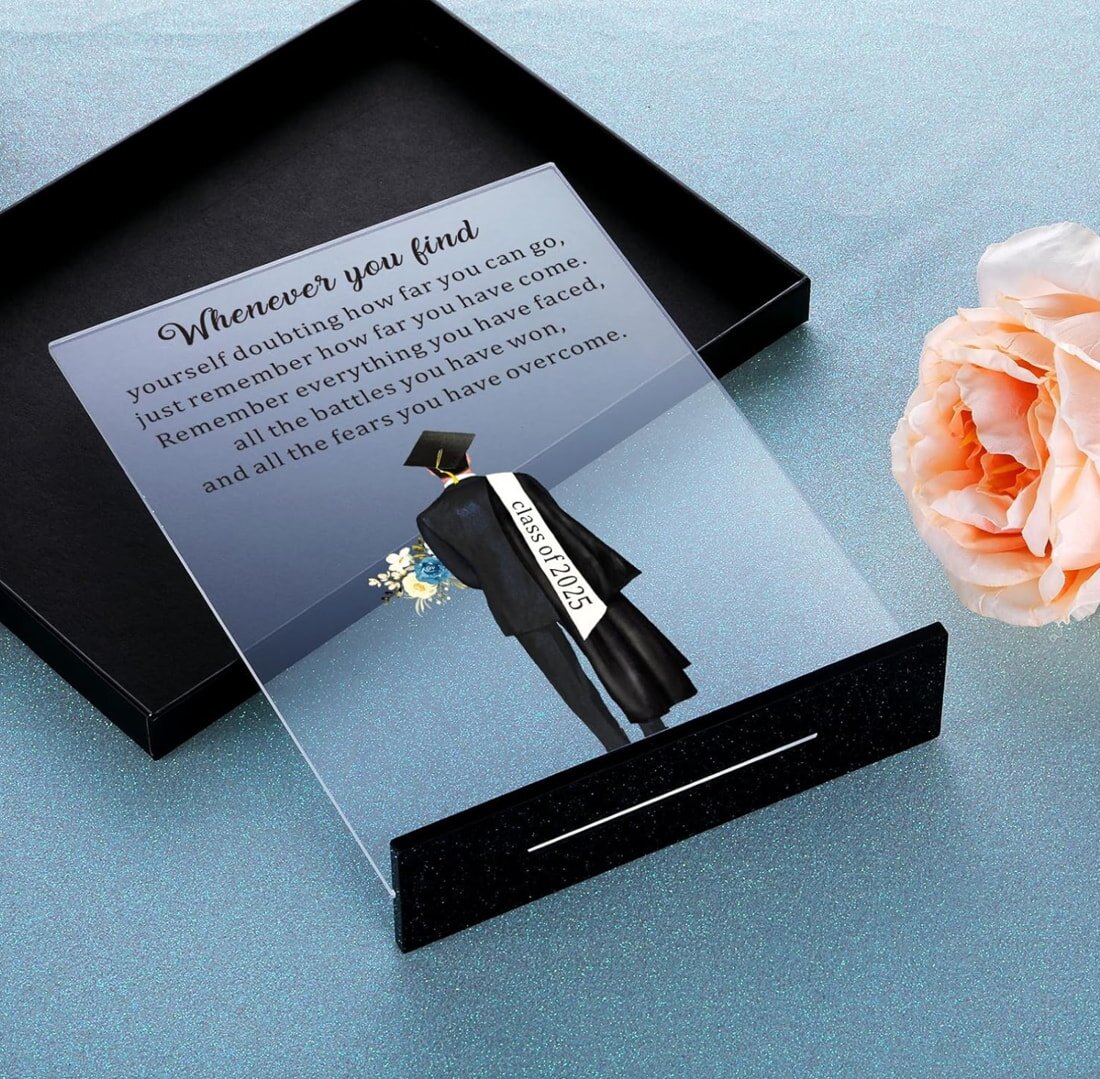A thoughtful graduation gift for dad, featuring a personalized item celebrating his child's academic achievement.