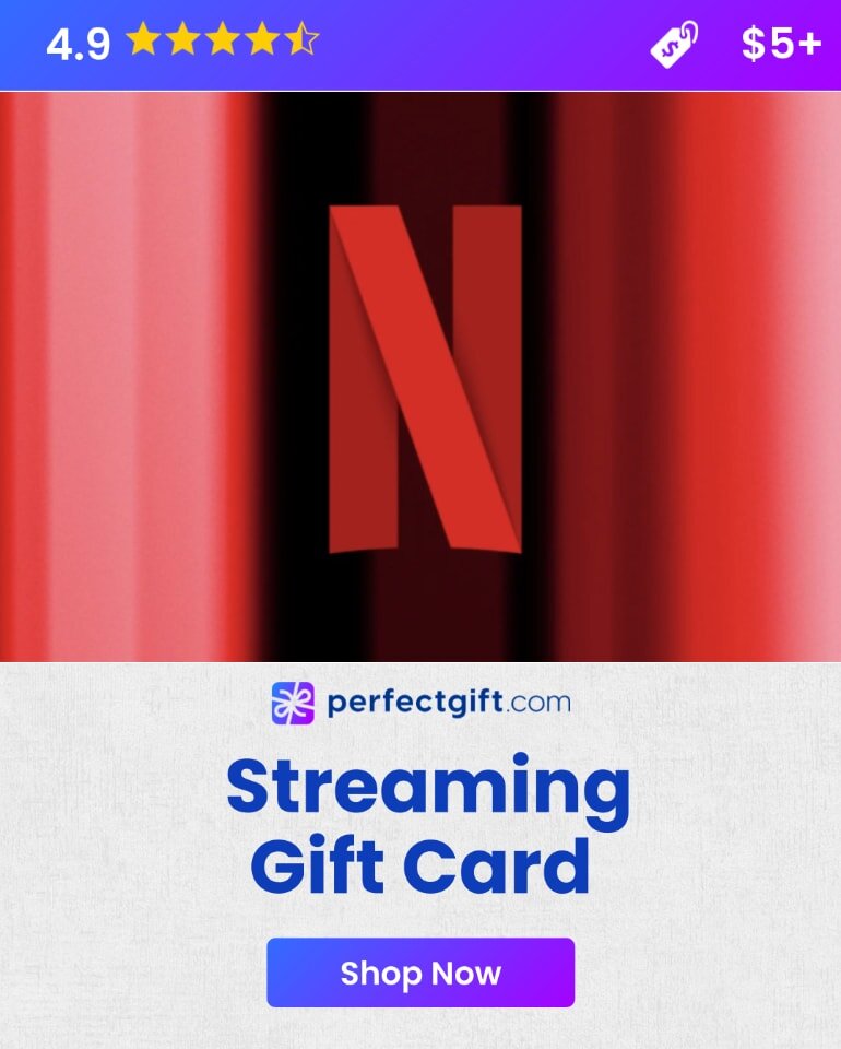 Netflix gift card displayed as the perfect gift for streaming enthusiasts.
