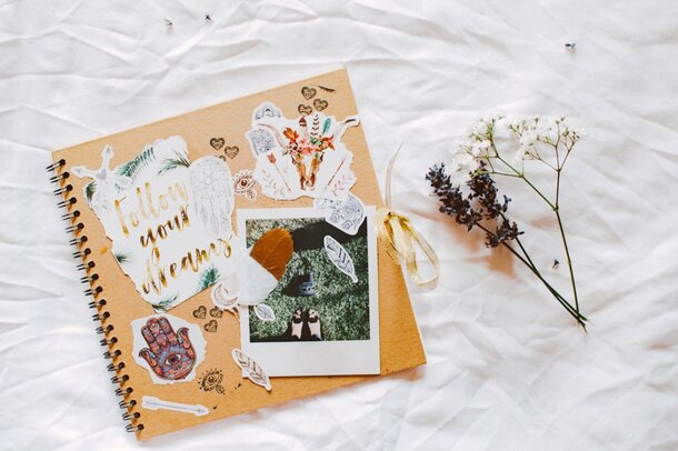 Step-by-step guide on creating a journal, featuring materials and techniques for personalized journaling.