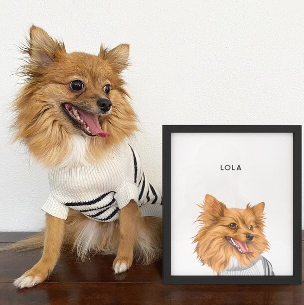 A personalized portrait of a dog, showcasing its unique features and personality in a colorful artistic style.