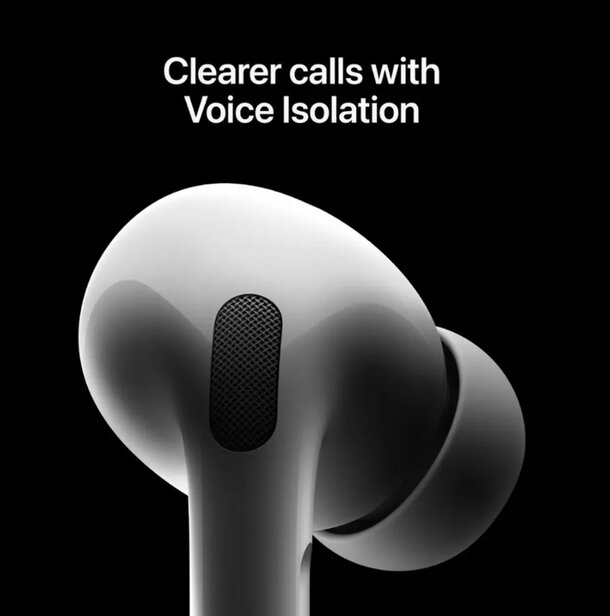 AirPods Pro wireless earphones featuring noise cancellation technology for an immersive audio experience.