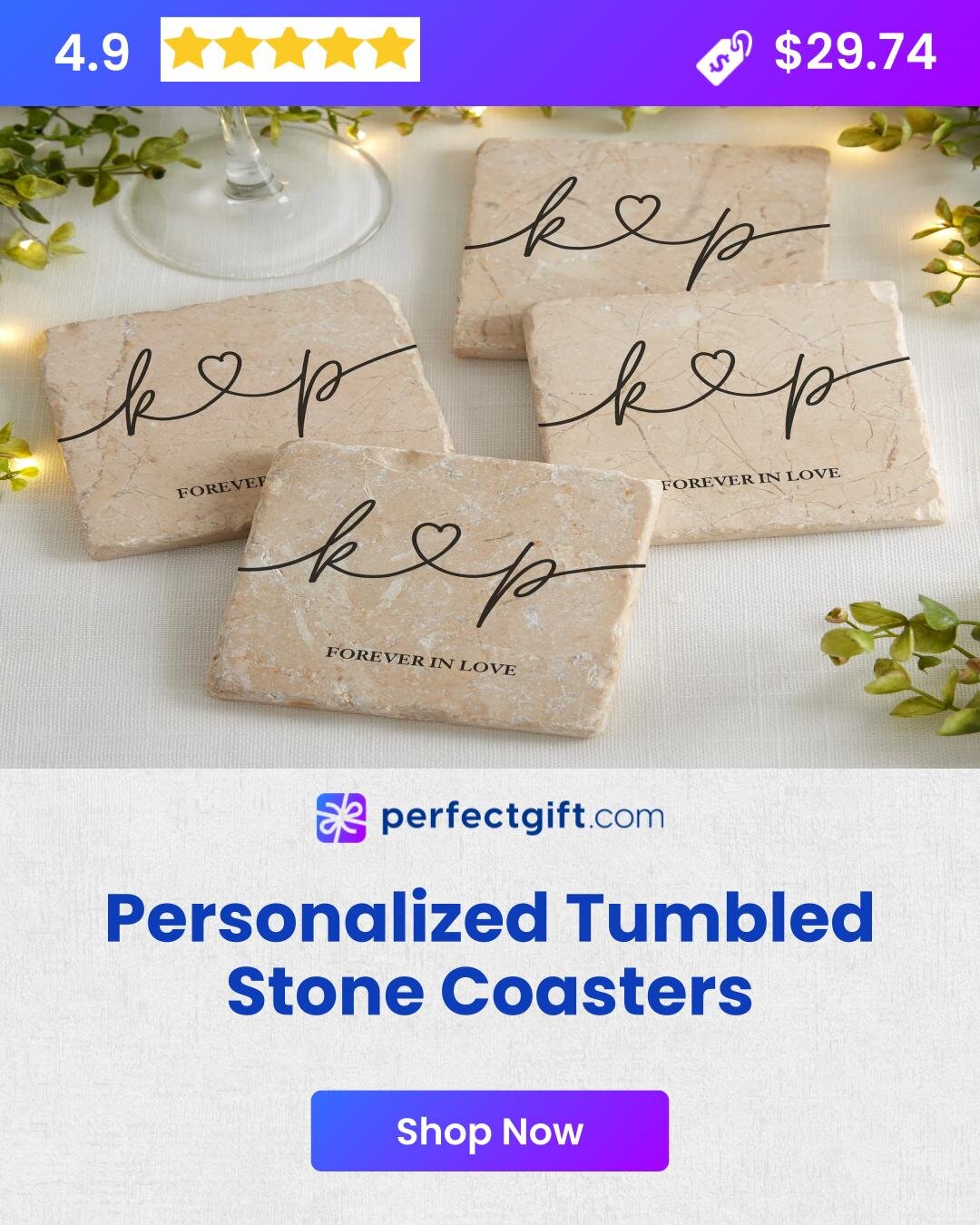 Personalized Tumbled Stone Coasters For Their Living Room Coffee Table