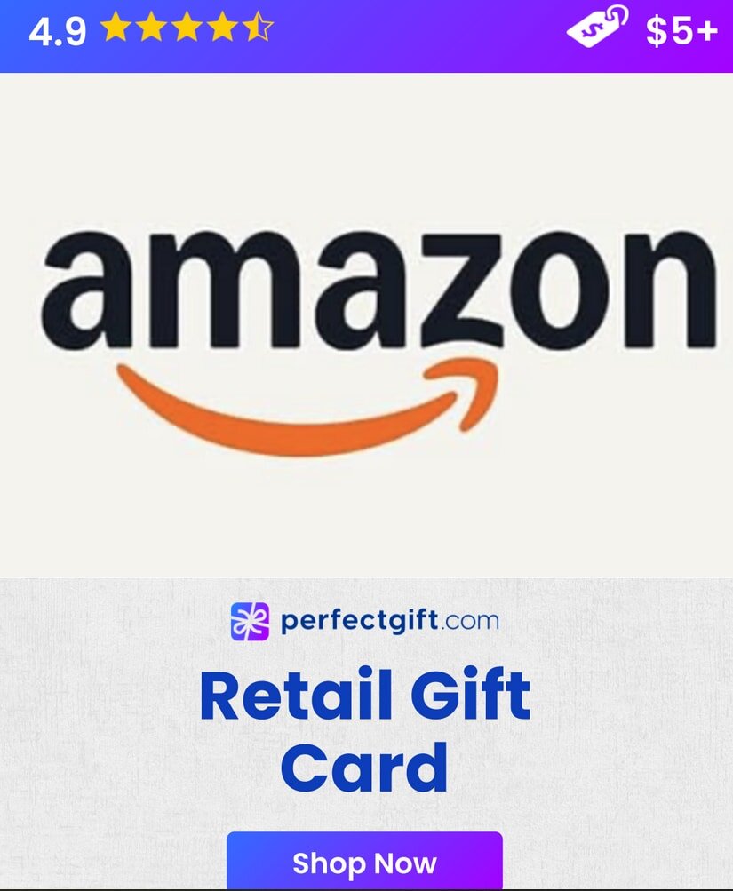 Amazon gift card featuring the logo and a colorful design, ideal for online shopping or gifting.  