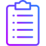 Clipboard with checklist icon.