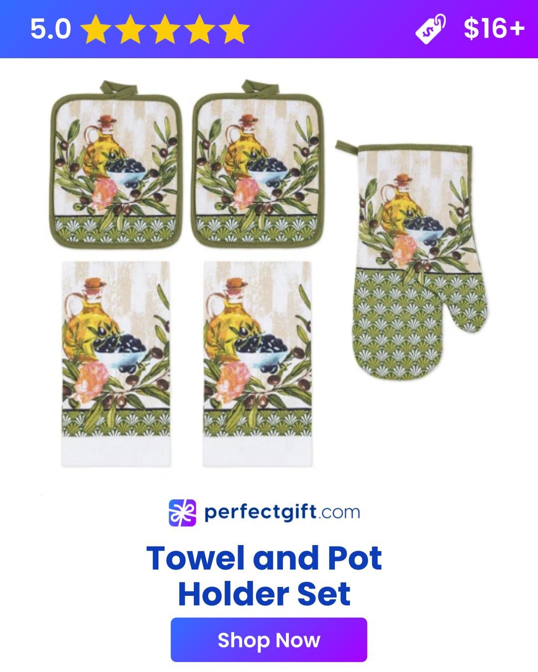 Kitchen towel and pot holders set