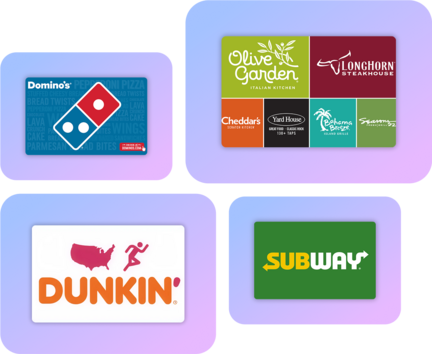 A variety of restaurant gift cards.
