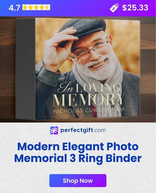Modern Elegant Photo Memorial Three Ring Binder
