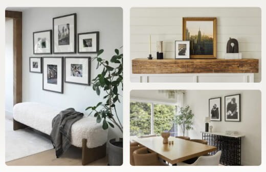 A collage of various pictures displayed on a wall, showcasing diverse themes and memories in a visually appealing arrangement.