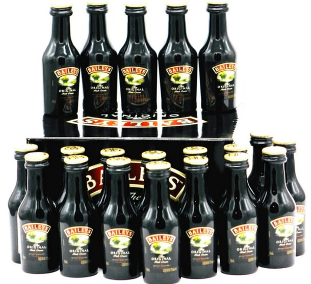 A neatly packaged box holding twelve bottles of black liquor, showcasing its contents.