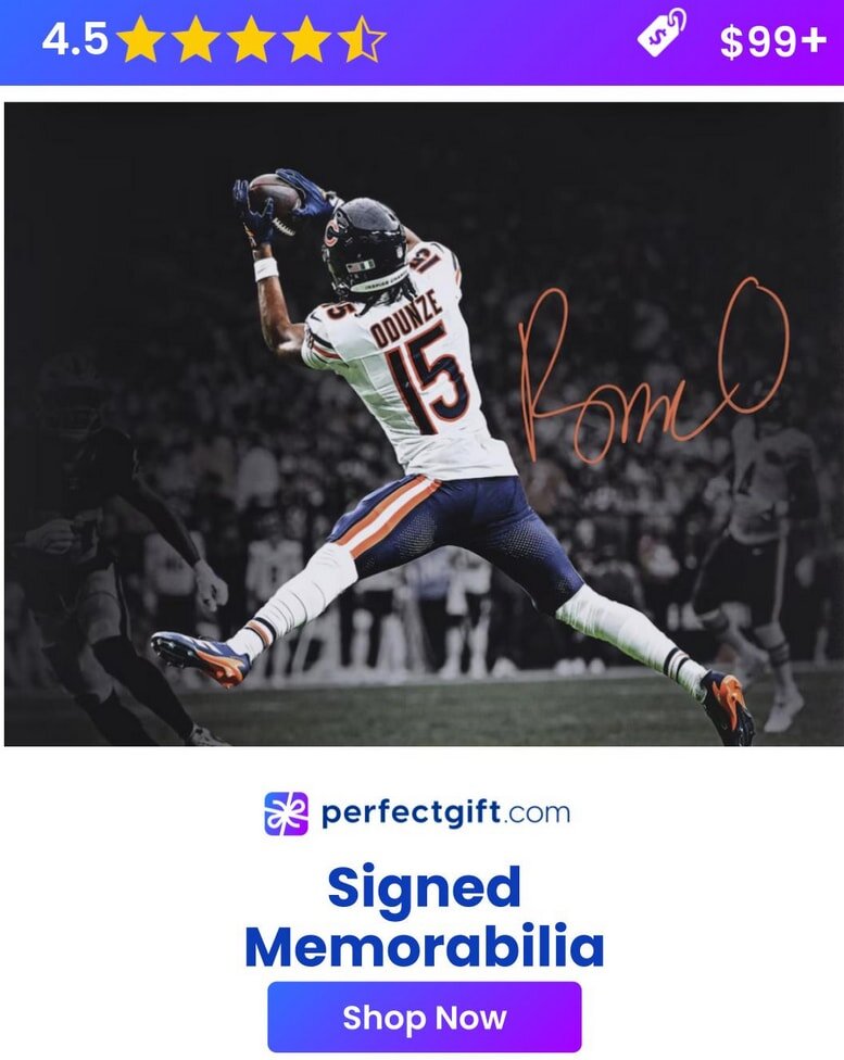 Football player Odunze catches ball mid-air, signed photo. Perfectgift.com offers signed memorabilia. Shop now for $99+.