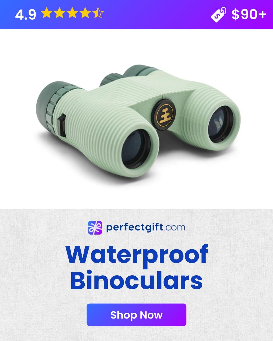 Waterproof binoculars designed for outdoor use, featuring a rugged exterior and clear optics for enhanced visibility.