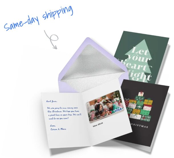 Sunday shipping for Christmas cards, featuring festive designs and cheerful messages for holiday greetings.