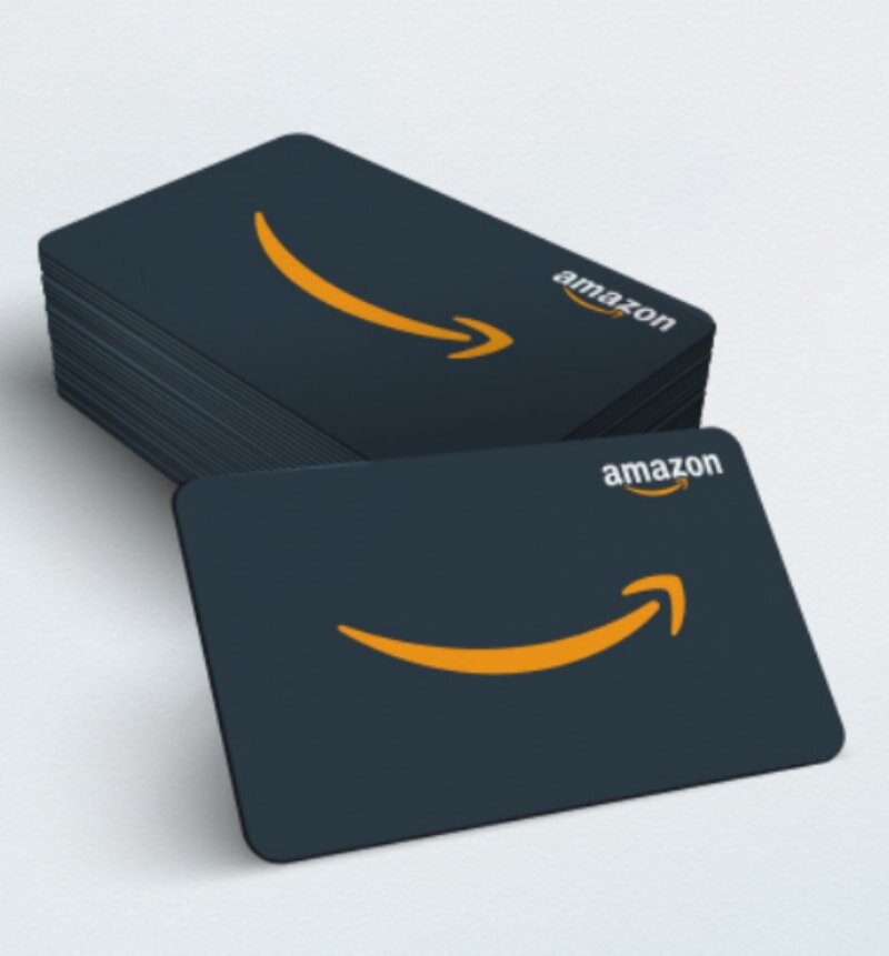 A vibrant Amazon gift card design showcasing the logo and decorative elements for gifting.