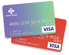 Two Visa debit cards overlapping.