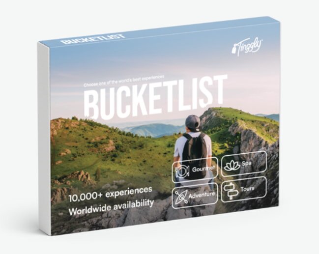 Travel guide titled "Bucketlist" featuring destinations and experiences for adventurous travelers.