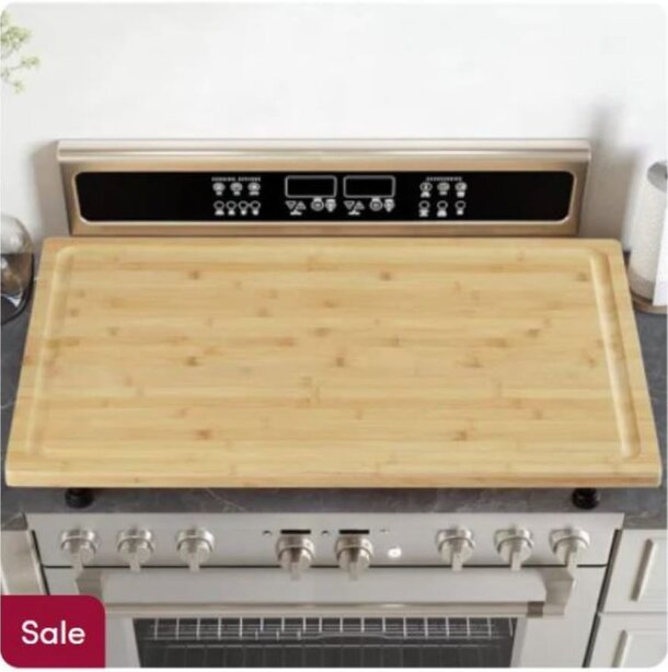 A Bamboo Cutting Board Stovetop Cover