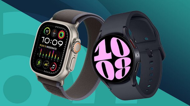 Two Apple Watches displayed side by side, showcasing distinct designs and styles.