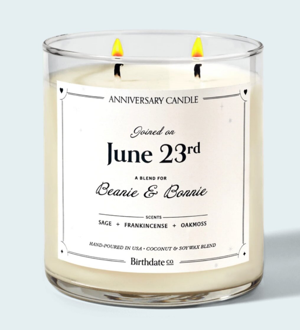 Anniversary candle labeled for June 23rd, featuring a decorative design and warm glow.