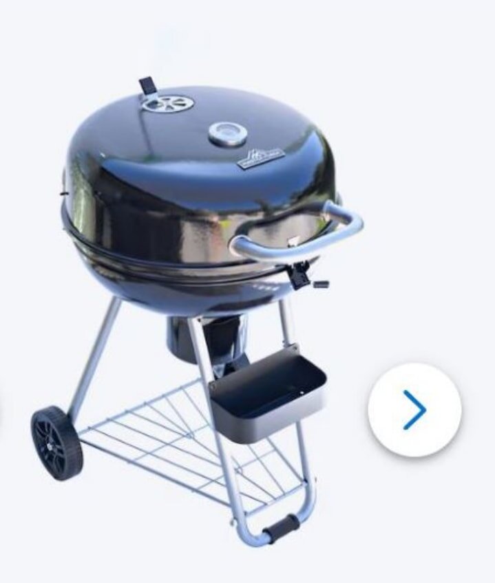 A black barbecue grill featuring a sleek lid and handle, ready for outdoor cooking.