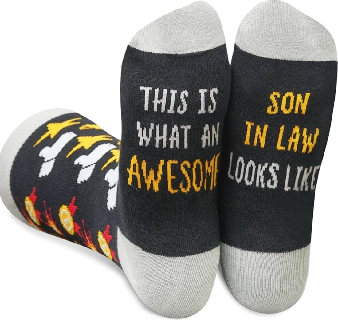 Colorful socks with legal symbols, showcasing a fun and unique expression of personality in a law-themed context.