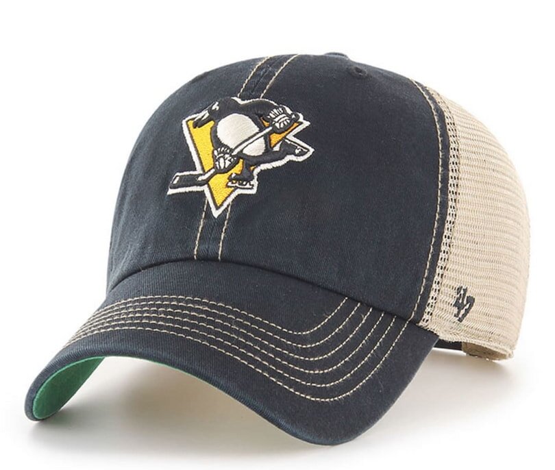 Pittsburgh Penguins '47 clean up trucker hat featuring team logo and adjustable back for a comfortable fit.