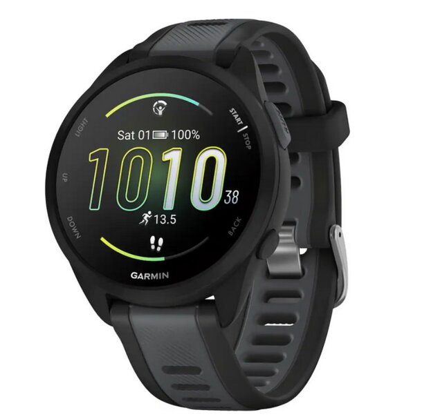 Garmin Forerunner 235 HR smartwatch displaying heart rate and fitness tracking features on a black wristband.
